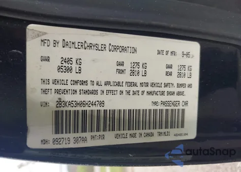 2006 Dodge Charger Rt from USA, damaged, VIN 2B3KA53H06H244709